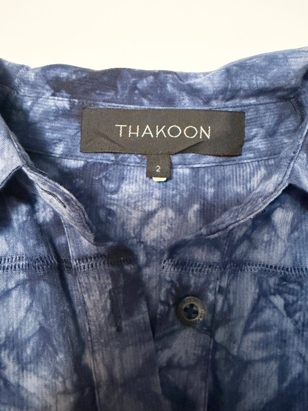 THAKOON Indigo Shirt Dress Skort Romper Shibori Tie Dye Long Sleeve Size 2 - Picture 4 of 11